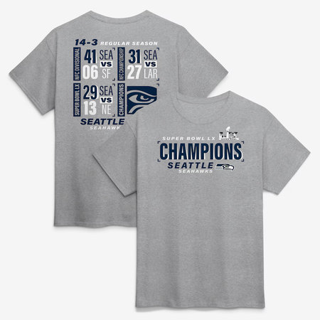 Men's Seattle Seahawks Steel Super Bowl LX Champions Gray Counting Points Score T-Shirt