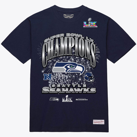 Men's Seattle Seahawks College Navy Super Bowl LX Champions Arch T-Shirt