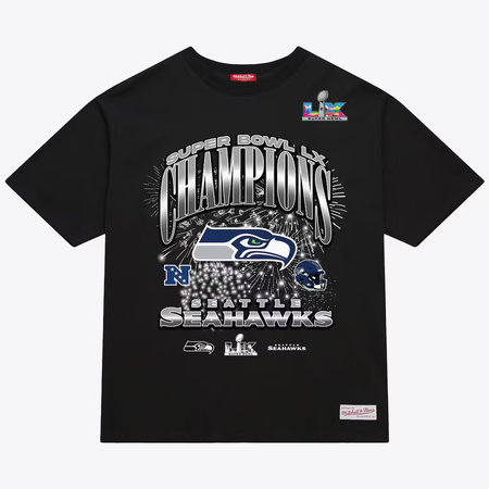 Women's Seattle Seahawks Black Super Bowl LX Champions Helmet Boxy T-Shirt