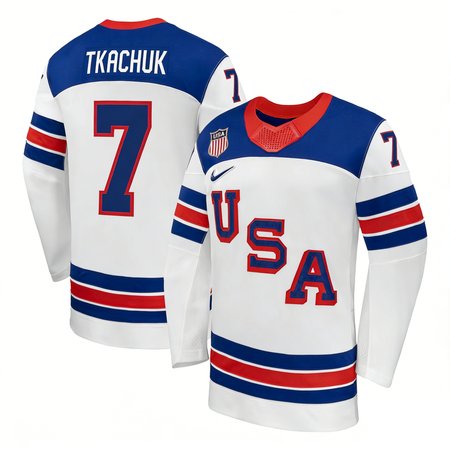 Youth USA Hockey #7 Brady Tkachuk White 2026 Home Replica Jersey