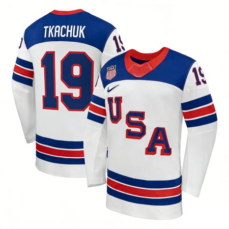 Youth USA Hockey #19 Matthew Tkachuk White 2026 Home Replica Jersey