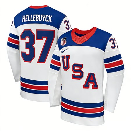 Youth USA Hockey #37 Connor Hellebuyck White 2026 Home Replica Jersey