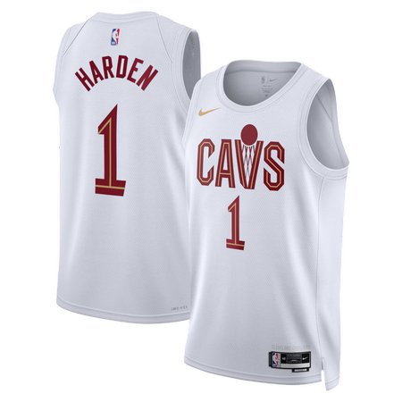 Men's Cleveland Cavaliers #1 James Harden White 2024 Draft Association Edition Stitched Jersey