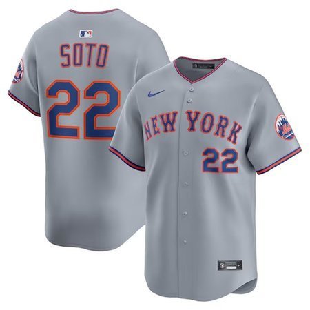 Men's New York Mets #22 Juan Soto Gray Limited Stitched Baseball Jersey