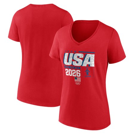 Women's Team USA Red 2026 Winter Olympics Pic-O-Gram V-Neck T-Shirt