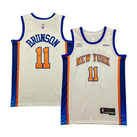 Men's New York Knicks #11 Jalen Brunson White Stitched Basketball Jersey