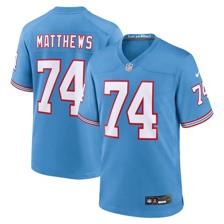 Men's Tennessee Titans #74 Bruce Matthews Nike Light Blue Retired Player Alternate Game Jersey