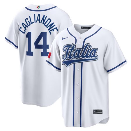 Youth Italy Baseball #14 Jac Caglianone Nike White 2026 World Baseball Classic Home Stadium Jersey