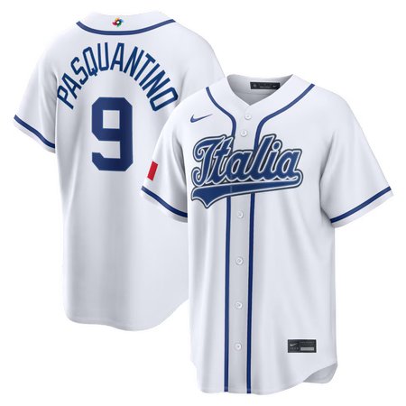 Youth Italy Baseball #9 Vinnie Pasquantino Nike White 2026 World Baseball Classic Home Stadium Jersey