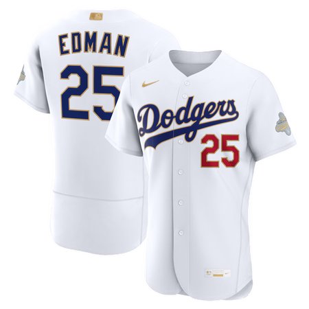 Youth Los Angeles Dodgers #25 Tommy Edman Nike White 2026 Gold Collection Authentic Jersey