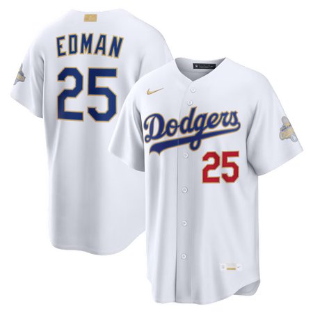 Youth Los Angeles Dodgers #25 Tommy Edman Nike White 2026 Gold Collection Stadium Jersey