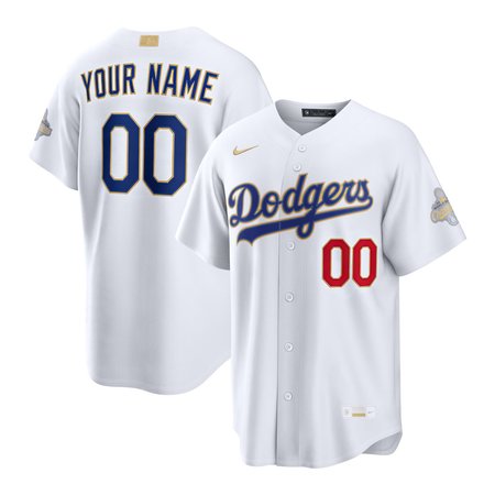 Men's Los Angeles Dodgers Nike White 2026 Gold Collection Authentic Custom Jersey