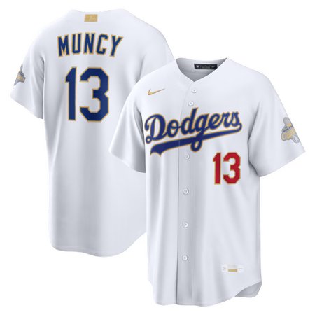 Men's Los Angeles Dodgers #13 Max Muncy Nike White 2026 Gold Collection Stadium Jersey