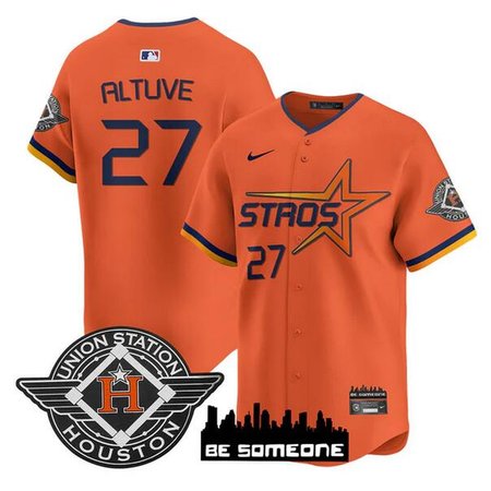 Youth Houston Astros #27 Jose Altuve Orange 2025 City Connect Limited Stitched Baseball Jersey