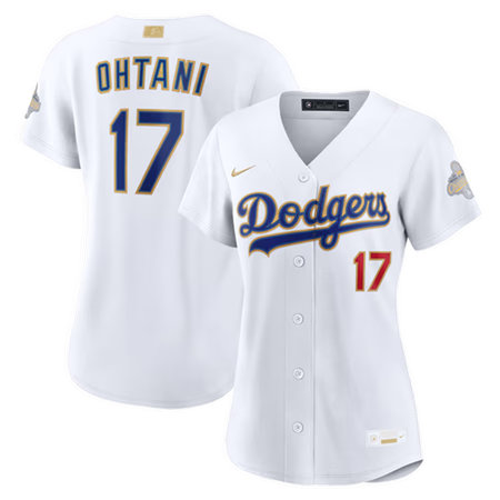 Women's Los Angeles Dodgers #17 Shohei Ohtani Nike White 2026 Gold Collection Stadium Jersey