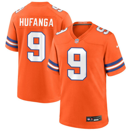 Men's Denver Broncos #9 Talanoa Hufanga Orange Mile High Collection 1977 Throwback Player Game Jersey