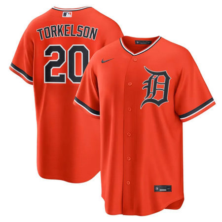 Men's Detroit Tigers #20 Spencer Torkelson Orange Cool Base Stitched Jersey
