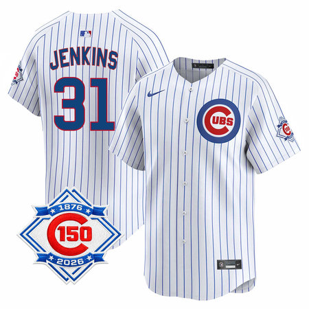 Men's Chicago Cubs #31 Fergie Jenkins White Nike Home Vapor Limited 150th Anniversary Authentic Lettering Jersey