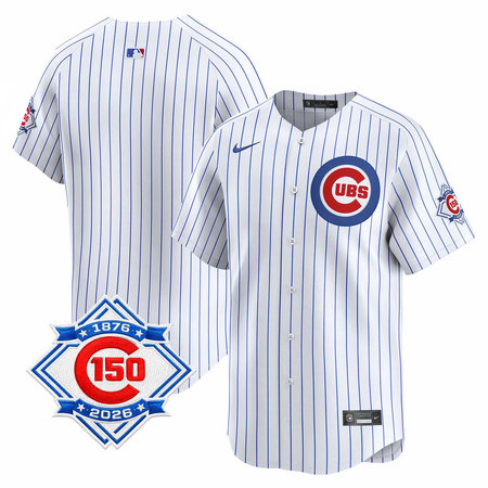 Men's Chicago Cubs White Nike Home Vapor Limited 150th Anniversary Patch Jersey