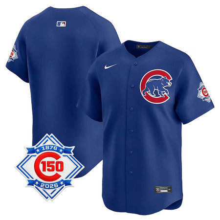 Men's Chicago Cubs Royal Nike Alternate Vapor Limited 150th Anniversary Patch Jersey