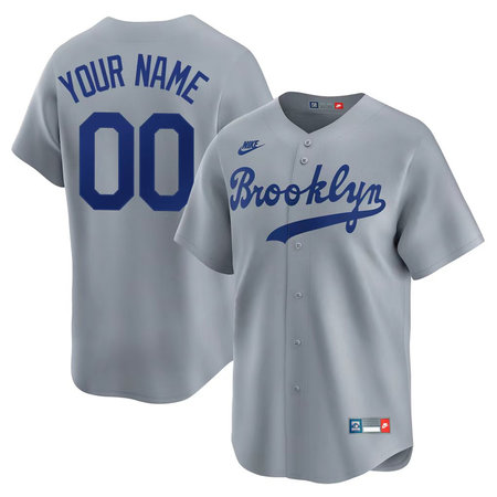 Men's Brooklyn Dodgers Nike Gray Throwback Cooperstown Collection Limited Custom Jersey