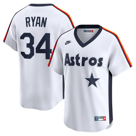 Men's Houston Astros #34 Nolan Ryan Nike White Throwback Cooperstown Collection Limited Jersey