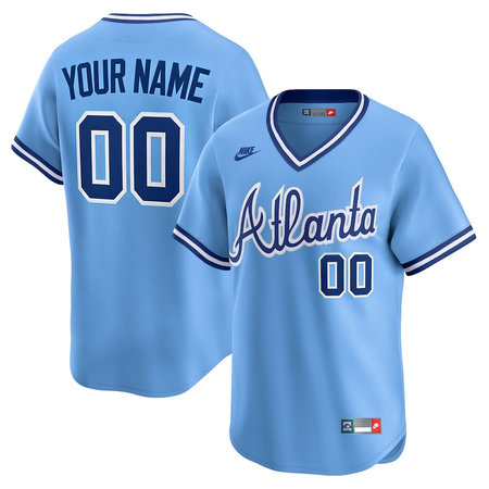 Men's Atlanta Braves Nike Light Blue Throwback Cooperstown Collection Limited Custom Jersey