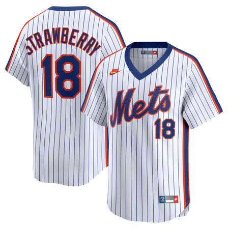Men's New York Mets #18 Darryl Strawberry Nike White Throwback Cooperstown Collection Limited Jersey
