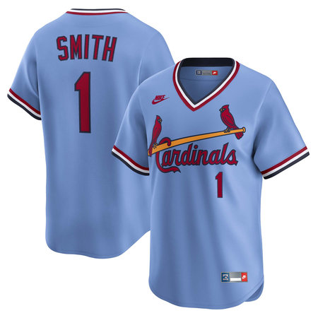 Men's St. Louis Cardinals #1 Ozzie Smith Nike Blue Throwback Cooperstown Collection Limited Jersey