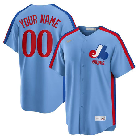 Men's Montreal Expos Nike Light Blue Road Cooperstown Collection Team Custom Jersey