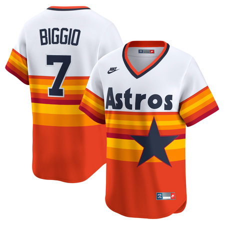 Men's Houston Astros #7 Craig Biggio Nike White Throwback Cooperstown Collection Limited Player Jersey
