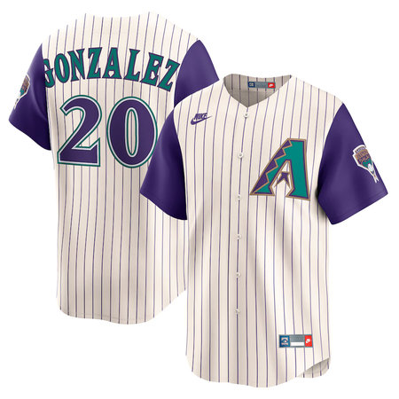 Men's Arizona Diamondbacks #20 Luis Gonzalez Nike Cream Throwback Cooperstown Collection Limited Jersey