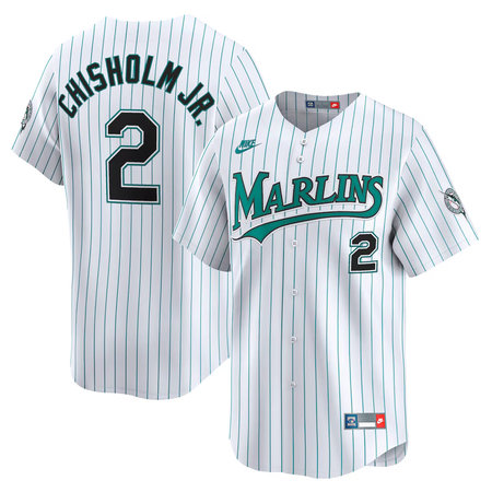 Men's Miami Marlins #2 Jazz Chisholm Jr. Nike White Cooperation Limited Jersey