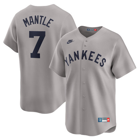 Men's New York Yankees #7 Mickey Mantle Nike Gray Throwback Cooperstown Collection Limited Jersey