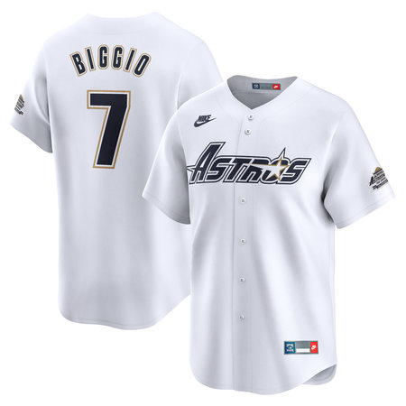 Men's Houston Astros #7 Craig Biggio Nike White Throwback Cooperstown Collection Limited Jersey