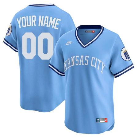 Men's Kansas City Royals Nike Light Blue Cooperstown Collection Limited Custom Jersey