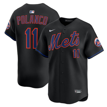 Men's New York Mets #11 Jorge Polanco Nike Black Alternate Limited Jersey