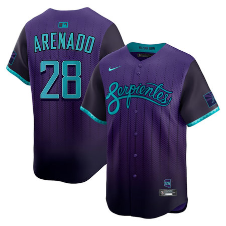 Men's Arizona Diamondbacks #28 Nolan Arenado Purple 2025 City Connect Limited Jersey