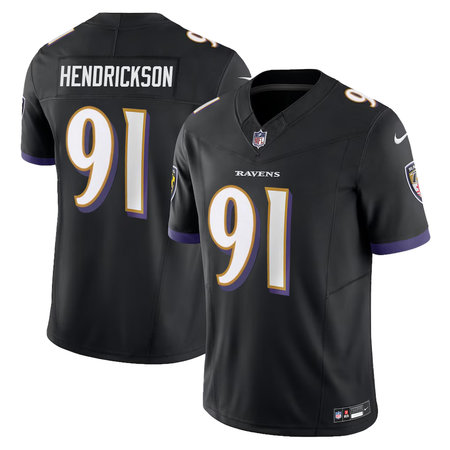 Men's Baltimore Ravens #91 Trey Hendrickson David Black Vapor F.U.S.E. Limited Jersey