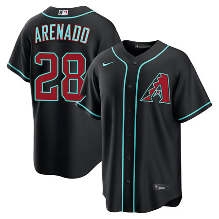 Men's Arizona Diamondbacks #28 Nolan Arenado Black Cool Base Stitched Baseball Jersey