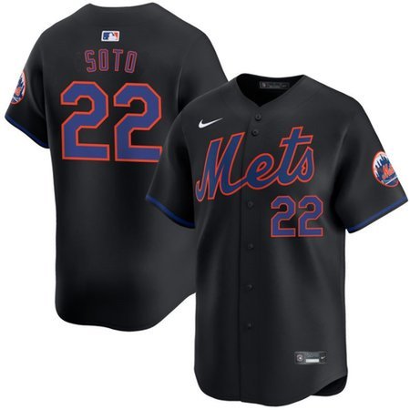 Men's New York Mets #22 Juan Soto Black Alternate 2025 MLB Limited Jersey