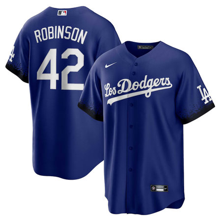 Men's Los Angeles Dodgers #42 Jackie Robinson Nike Royal City Connect Replica Player Jersey