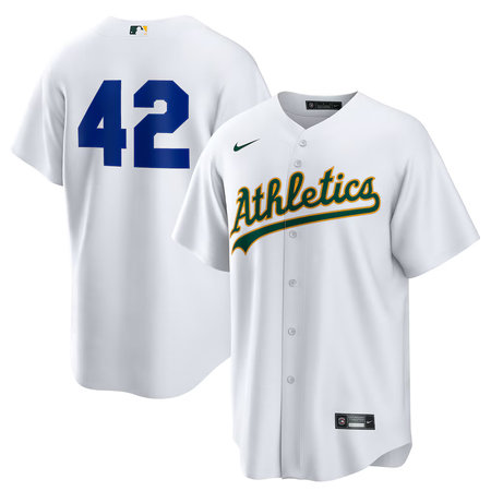 Men's Oakland Athletics #42 Jackie Robinson Nike White Home 2025 Jackie Robinson Day Replica Jersey