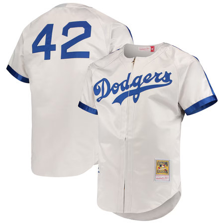 Youth Brooklyn Dodgers #42 Jackie Robinson Gray Cooperstown Collection Authentic Jersey
