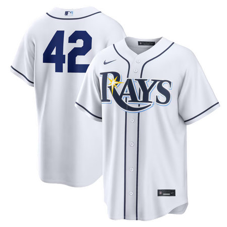 Men's Tampa Bay Rays #42 Jackie Robinson Nike White Home 2026 Jackie Robinson Day Replica Jersey