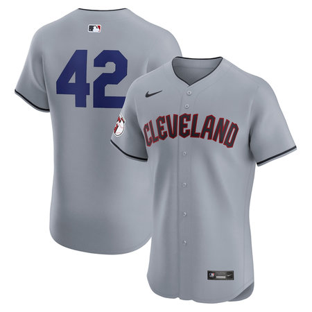 Men's Cleveland Guardians #42 Jackie Robinson Nike Gray Road 2024 Jackie Robinson Day Elite Jersey