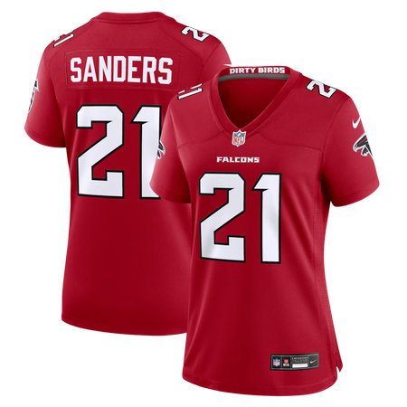 Women's Atlanta Falcons #21 Deion Sanders Nike Red Retired Player Game Jersey