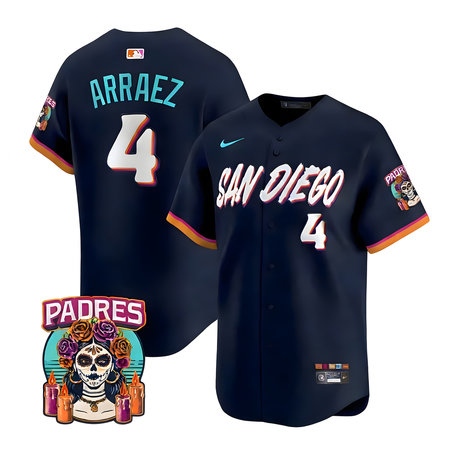 Men's San Diego Padres #4 Luis Arraez Navy 2026 City Connect Stitched Jersey