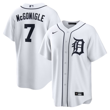Men's Detroit Tigers #7 Kevin McGonigle Nike White Home Replica Jersey