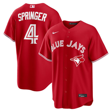 Men's Toronto Blue Jays #4 George Springer Nike Red Canada Day Replica Jersey